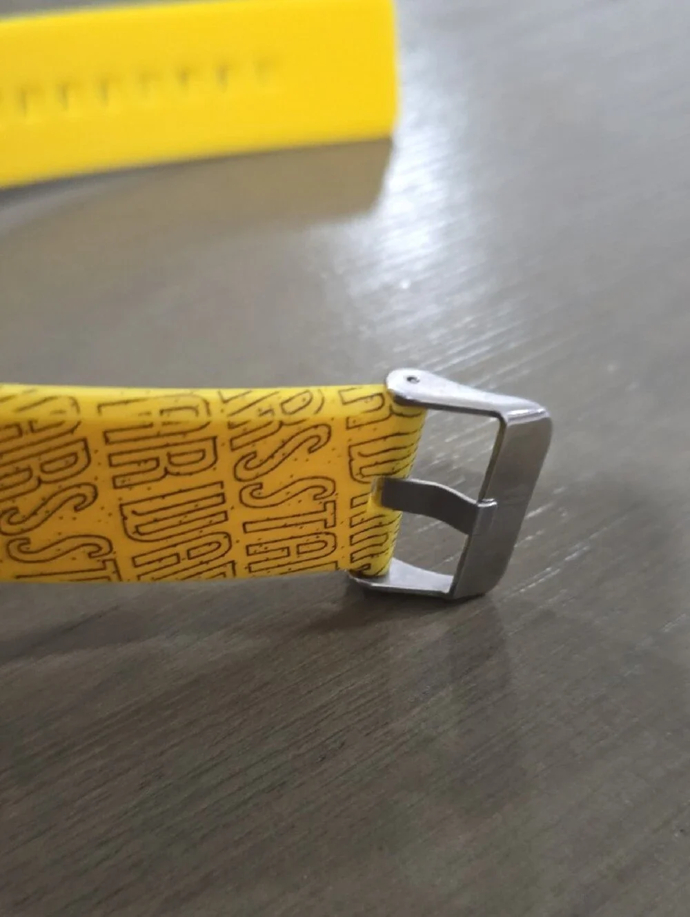 Flex Yellow Silicone Smartwatch with Printed Band and Analog Face